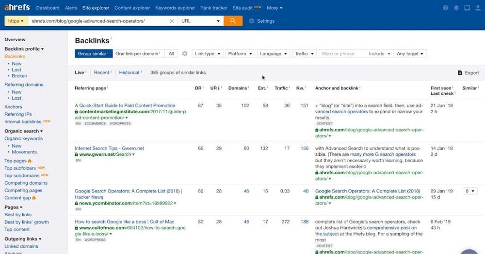 ahrefs backlink checker