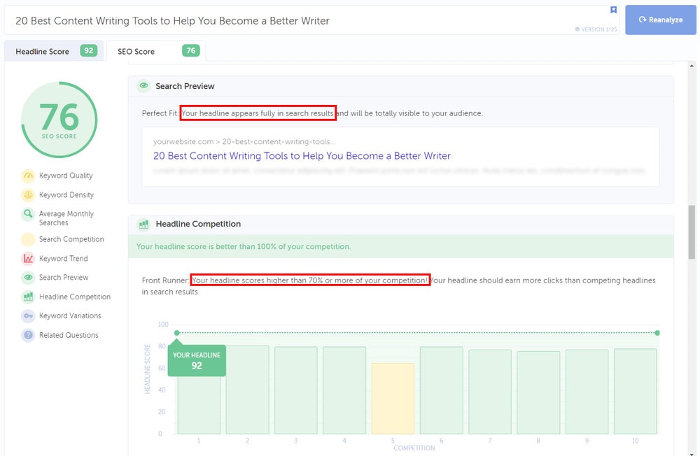 coschedule headline analyze seo score