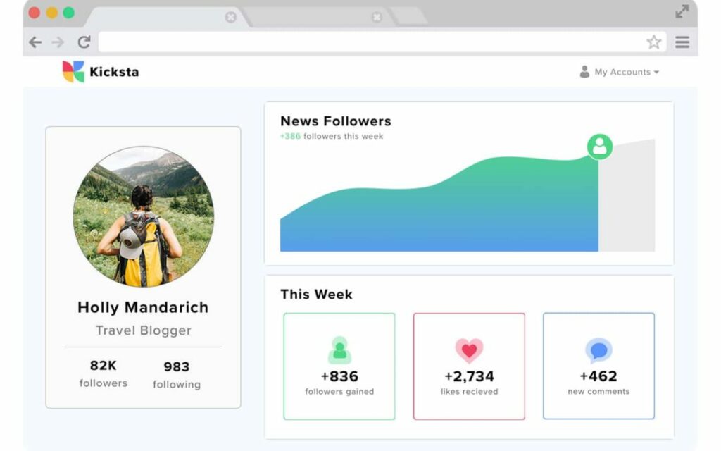 kicksta main dashboard