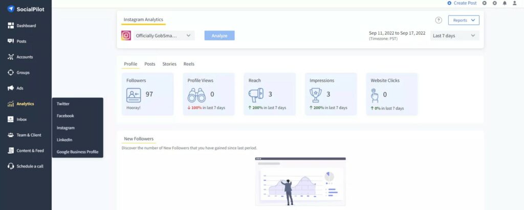 socialpilot instagram analytics