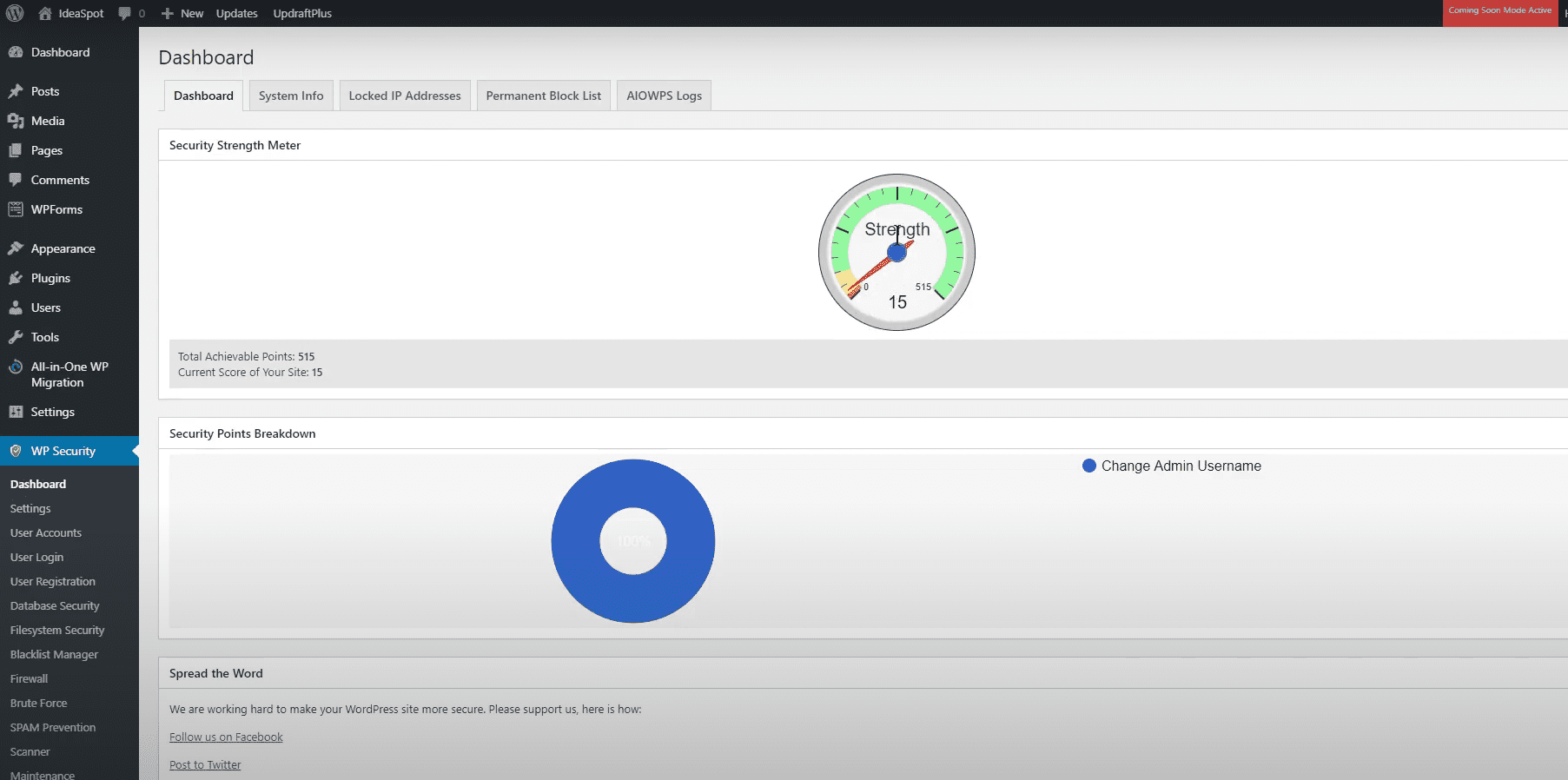 all in one wp security and firewall security test