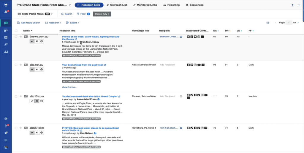 buzzstream research lists