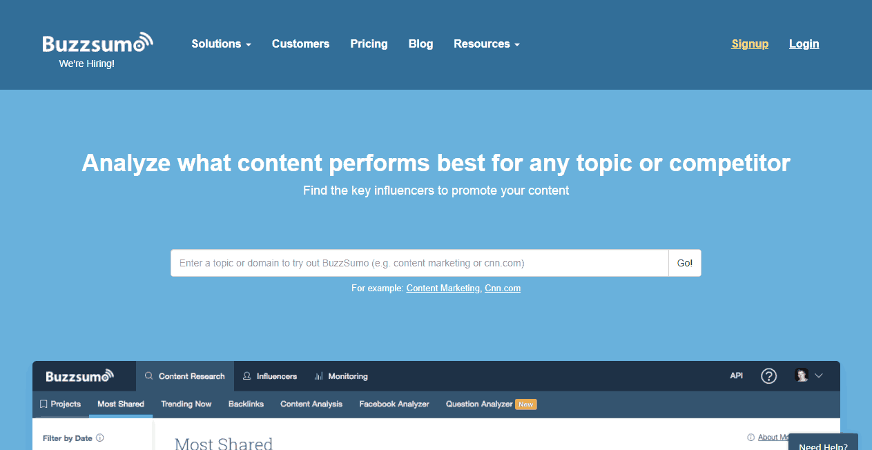 buzzsumo content marketing platform