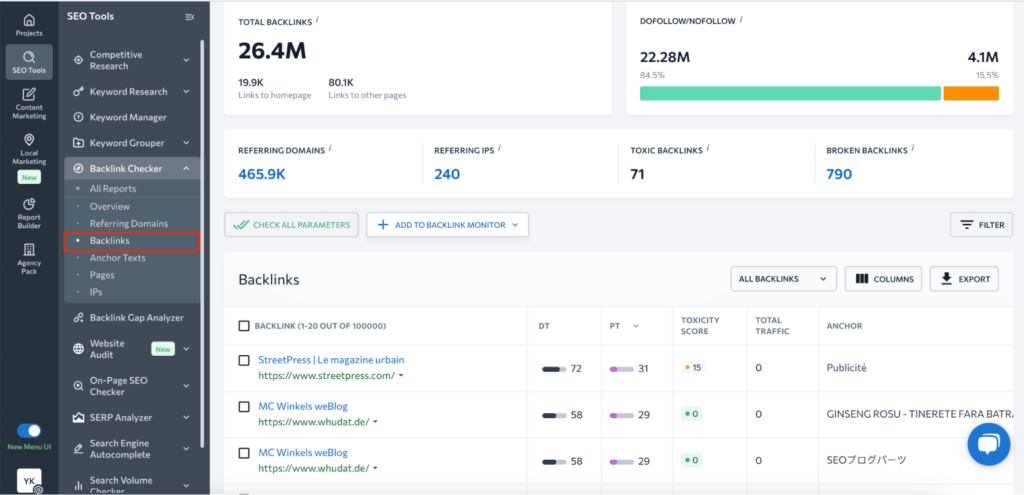 se ranking - analyze all backlinks or one backlink per domain